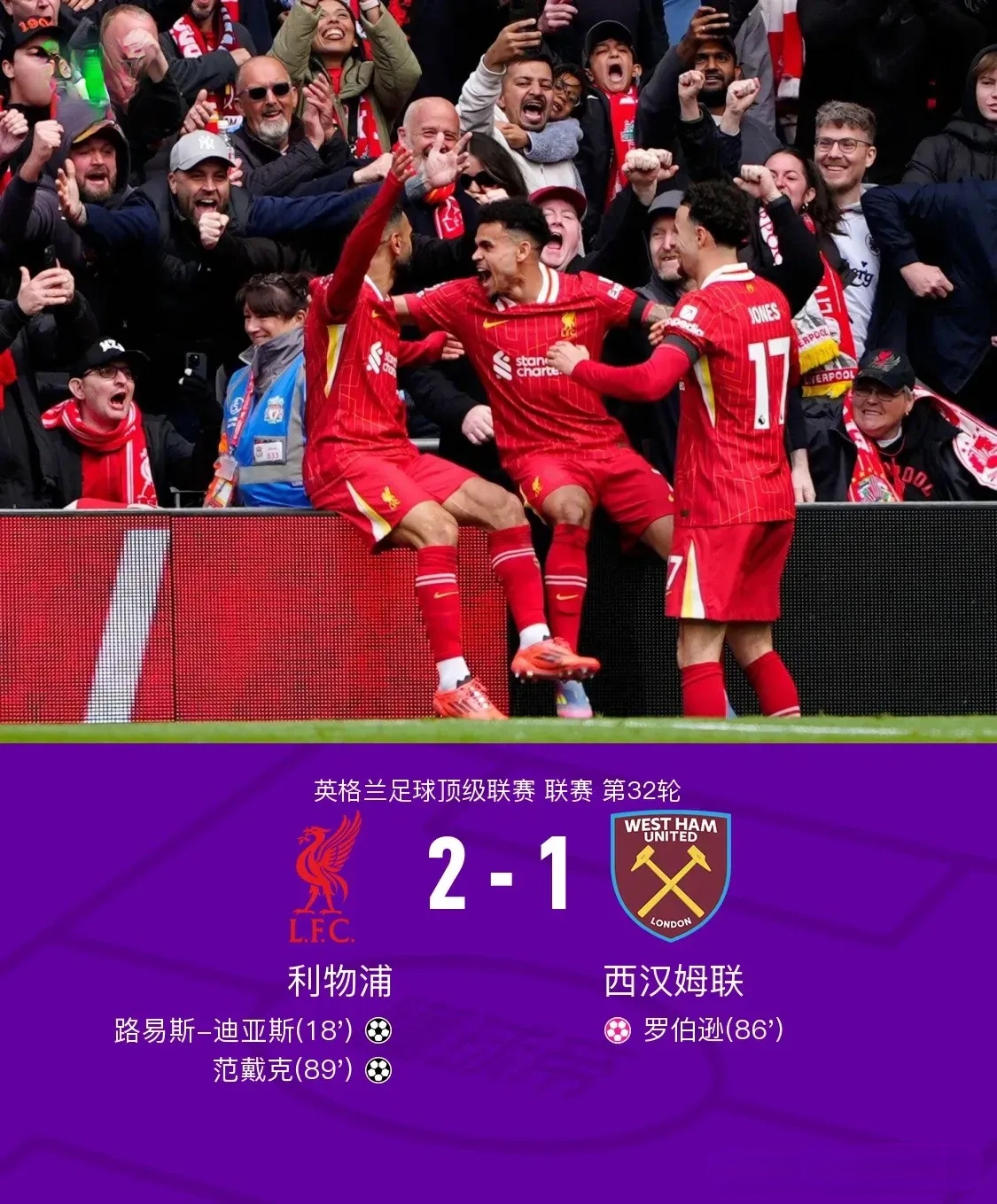 利物浦主场大胜富勒姆，领跑英超不可动摇